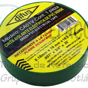 DIFUS-CA01V CINTA AISLANTE DIFUS VERDE 18MT           =138004