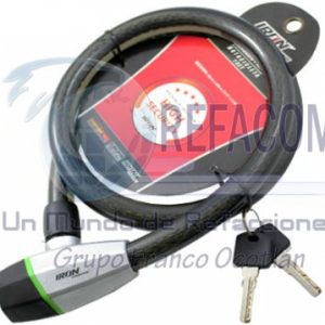 CAN-1127-0121 CANDADO SEGURIDAD CABLE DE ACERO ANTIROBO P/MOTO 1