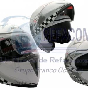 CAS-7101-1466B CASCO ABATIBLE RACING DOBLE MICA BLANCO COMP. (M)