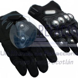 GUA-7107-0092B GUANTE P/MOTOCICLISTA IRON RACING ACERO NEGRO L