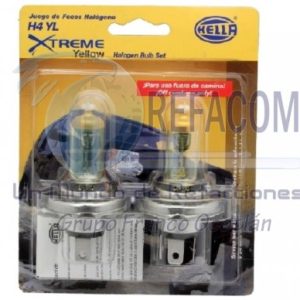 HELLA-H4 YL FOCO H4 12V 60/55W YELLOW LIGHT +50% LUZ SET2