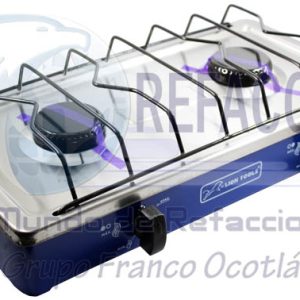 0425 PARRILLA GAS 2 QUEMADORES C/CUB. ACERO INOX.
