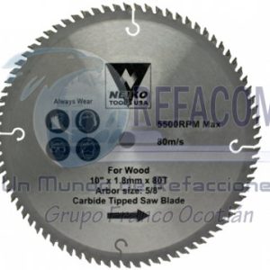 10766A DISCO DE CORTE 10"x80DNTES CALIDAD NEIKO