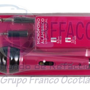 12-1005RO MICROFONO UNIDIRECCIONAL KARAOKE CONVERTIDOR ROSA