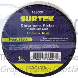 138001 CINTA AISLANTE NEGRA 19MMx18M SURTEK