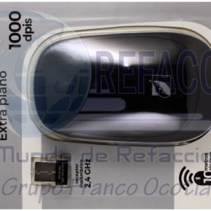 18-8844SL MOUSE OPTICO INALAMBRICO PLANO 3 BOTONES NGO/PLATA