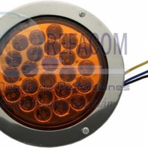 EN-TL-002C PLAFON 4" 24LED 12V AMBAR ORILLA ACERO INOX.