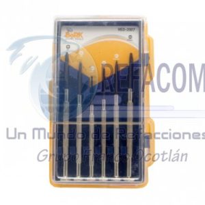 HED-2007 DESARMADOR JGO 6PZ METALICO PRECISION CABEZA MOVIL