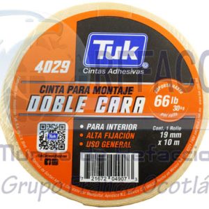 TUK-2167204907 CINTA DOBLE CARA TUK 19MMx10MT 30KG X ROLLO